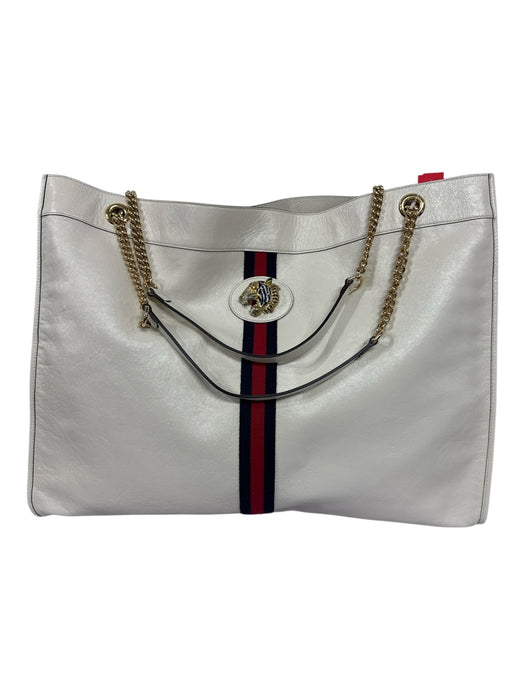 Gucci White, Red, Navy Blue Patent Leather Web Stripe Tote Shoulder Chain Bag White, Red, Navy Blue / XL