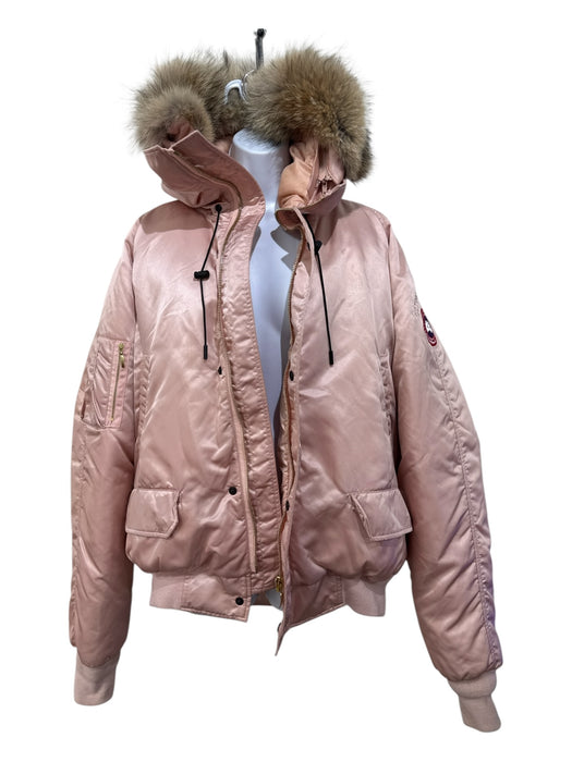 Canada Goose Size XL Peach Pink Nylon Goose Down Zip Coyote fur Puffer Coat Peach Pink / XL