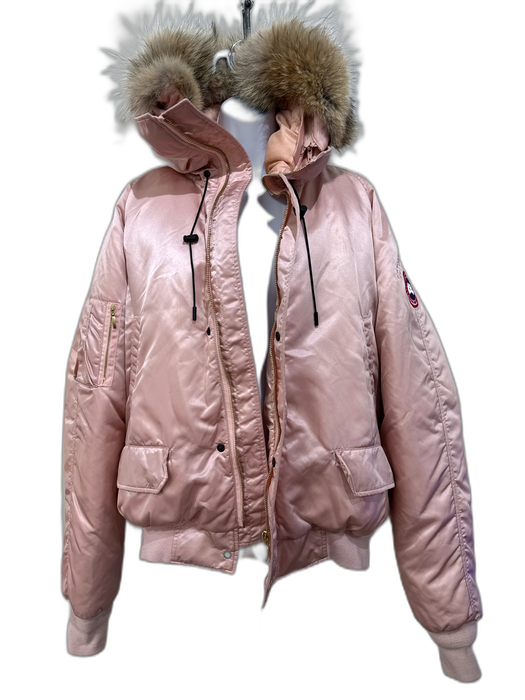 Canada Goose Size XL Peach Pink Nylon Goose Down Zip Coyote fur Puffer Coat Peach Pink / XL