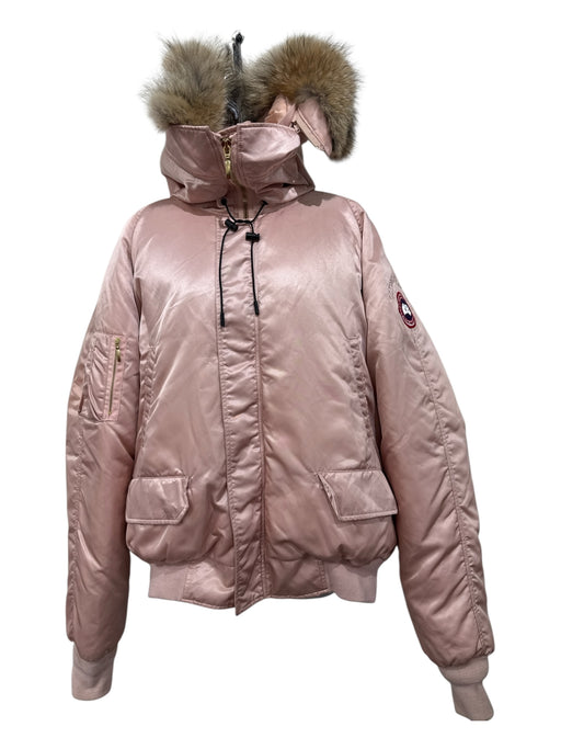 Canada Goose Size XL Peach Pink Nylon Goose Down Zip Coyote fur Puffer Coat Peach Pink / XL
