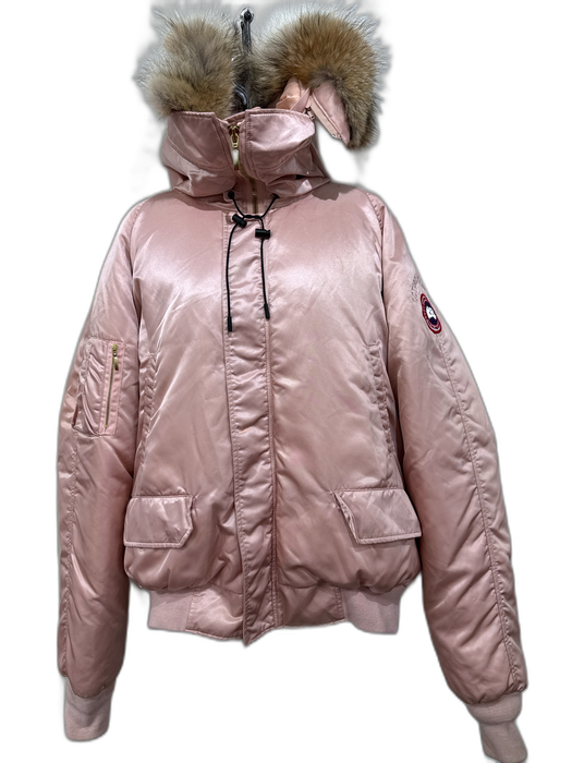 Canada Goose Size XL Peach Pink Nylon Goose Down Zip Coyote fur Puffer Coat Peach Pink / XL