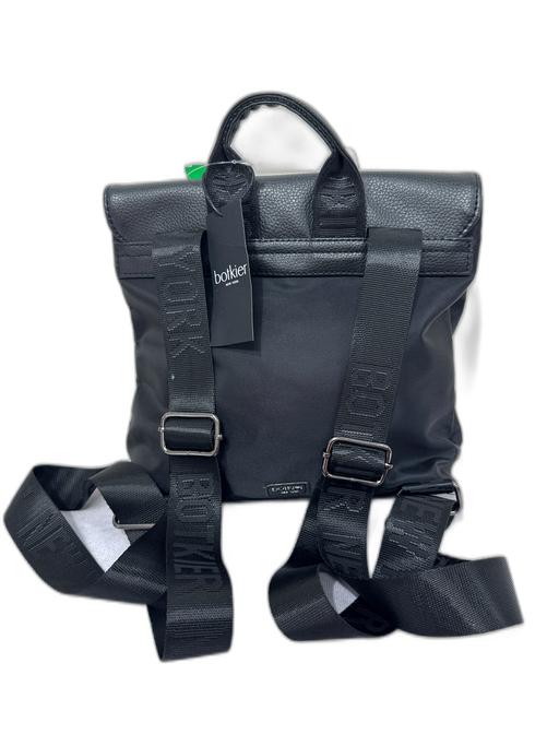 Botkier Black Nylon & Leather Zip Pockets Flap Backpack Bag Black / S