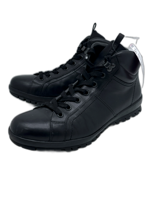 Prada Shoe Size 10 Black Leather Solid Sneaker Men's Shoes Black / 10