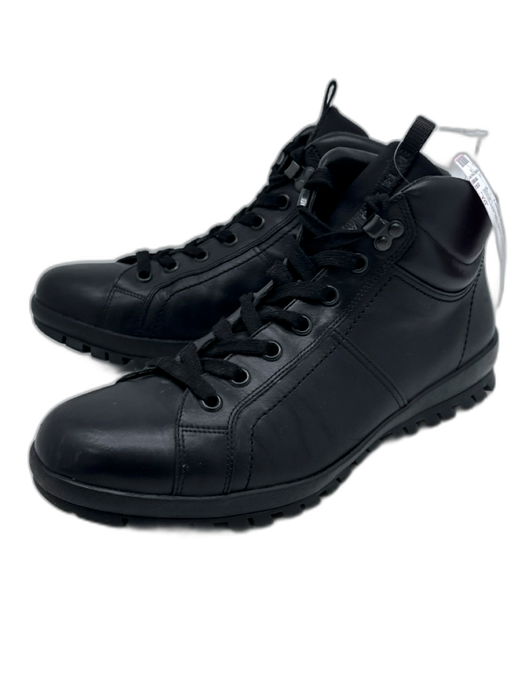 Prada Shoe Size 10 Black Leather Solid Sneaker Men's Shoes Black / 10