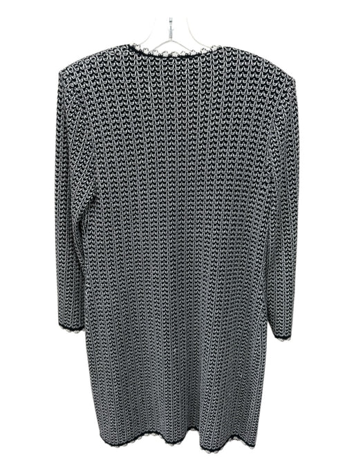 St John Couture Size 2 Black & White Wool Blend Long Sleeve Fringe Cardigan Black & White / 2