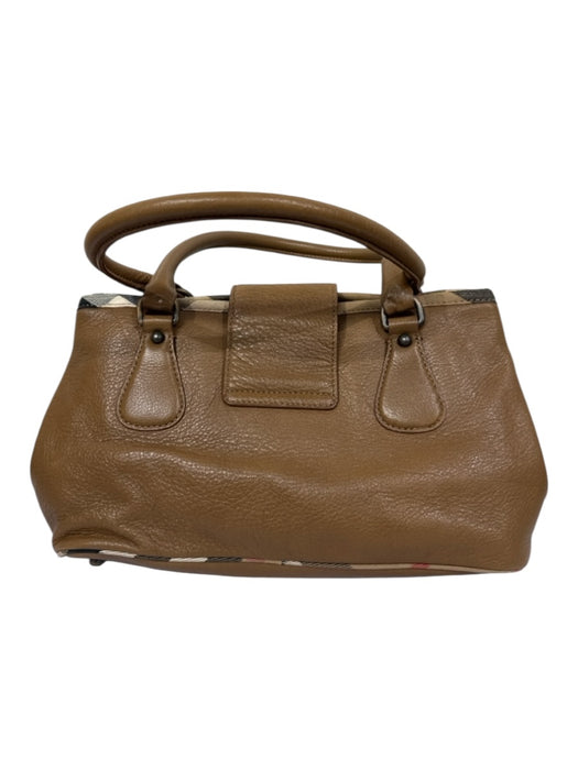 Burberry Brown, Red, Black Leather Top Handle Nova Check Buckle Feet Bag Brown, Red, Black / Medium