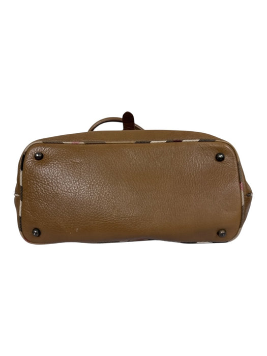 Burberry Brown, Red, Black Leather Top Handle Nova Check Buckle Feet Bag Brown, Red, Black / Medium