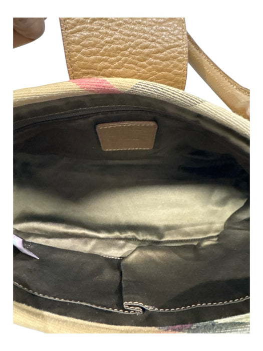 Burberry Brown, Red, Black Leather Top Handle Nova Check Buckle Feet Bag Brown, Red, Black / Medium