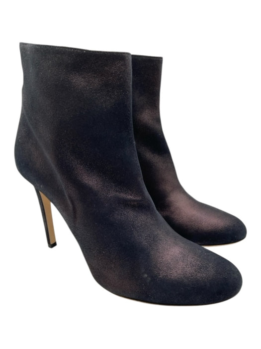repetto Shoe Size 42 Purple & Black Leather Almond Toe Side Zip Shimmer Booties Purple & Black / 42