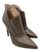 Miu Miu Shoe Size 36.5 Taupe Leather Pointed Toe Paneled Back Zip Booties Taupe / 36.5