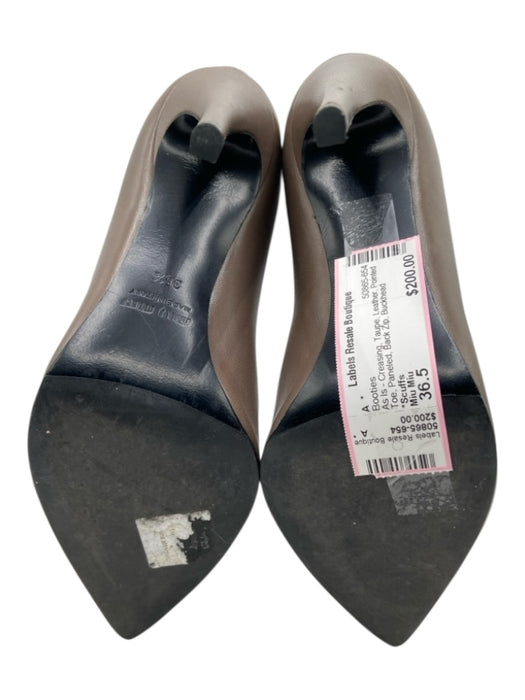 Miu Miu Shoe Size 36.5 Taupe Leather Pointed Toe Paneled Back Zip Booties Taupe / 36.5