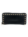 Valentino Garavani Black & Gold Leather Zip Close Rock Studs Continental Wallets Black & Gold