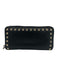 Valentino Garavani Black & Gold Leather Zip Close Rock Studs Continental Wallets Black & Gold