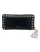 Valentino Garavani Black & Gold Leather Zip Close Rock Studs Continental Wallets Black & Gold