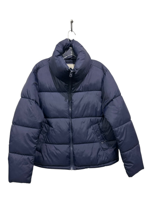 Hudson Size M Navy Blue Nylon Solid Zipper Men's Jacket Navy Blue / M