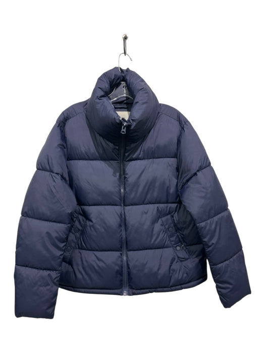 Hudson Size M Navy Blue Nylon Solid Zipper Men's Jacket Navy Blue / M