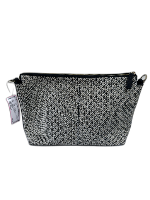 Rothy's White, Black, Gold Woven Zip Close Pouch Clutch Bag White, Black, Gold / Small