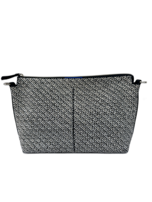 Rothy's White, Black, Gold Woven Zip Close Pouch Clutch Bag White, Black, Gold / Small