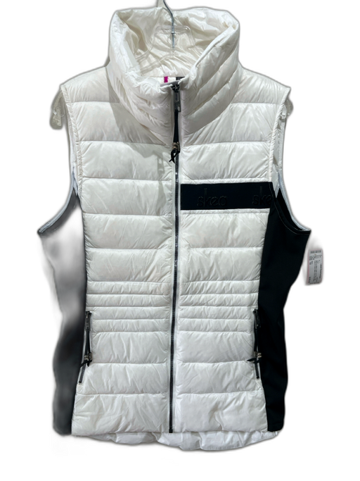 Skea Size 14 Black & White Nylon Zip Front Logo Color & Fabric Block Vest Black & White / 14