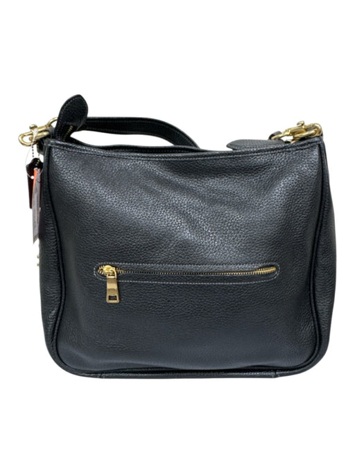Coach Black Pebbled Leather Zip Top Zip Pockets Crossbody Strap Bag Black / M/L