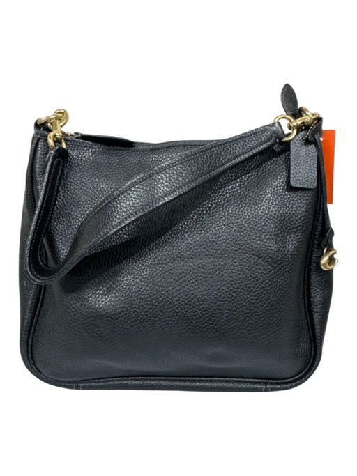 Coach Black Pebbled Leather Zip Top Zip Pockets Crossbody Strap Bag Black / M/L