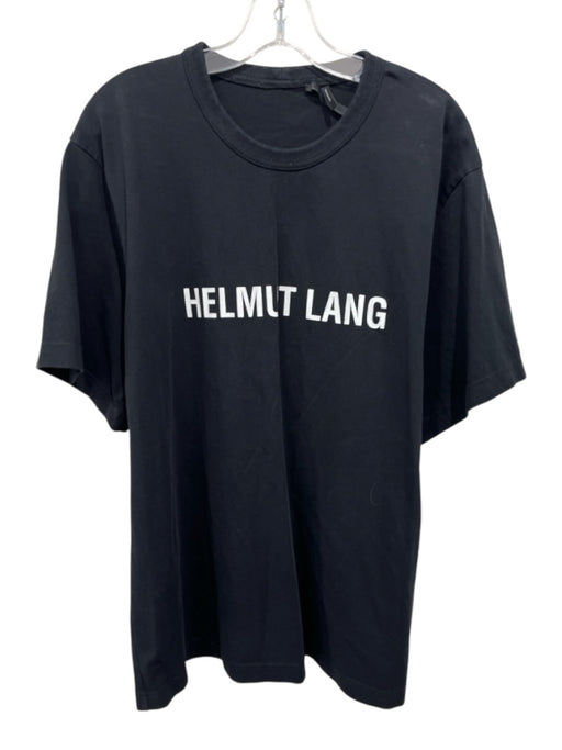 Helmut Lang Size XL Black & White Cotton logo Men's Short Sleeve Black & White / XL