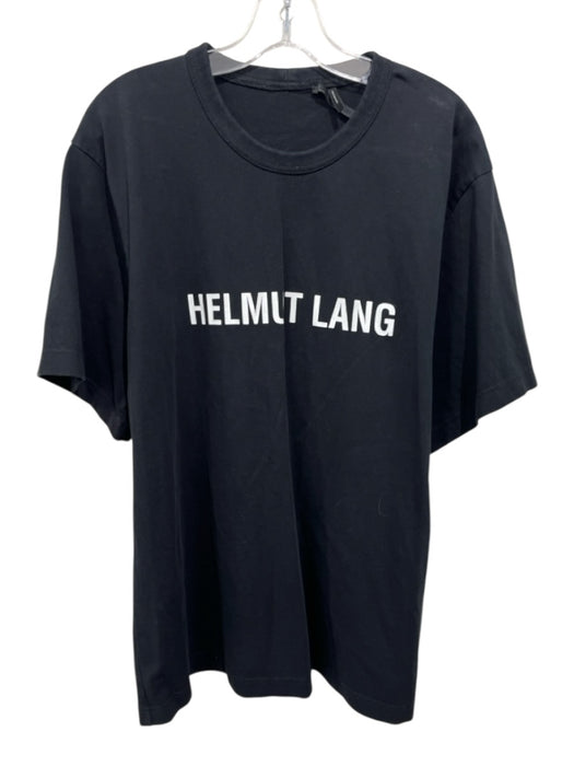 Helmut Lang Size XL Black & White Cotton logo Men's Short Sleeve Black & White / XL