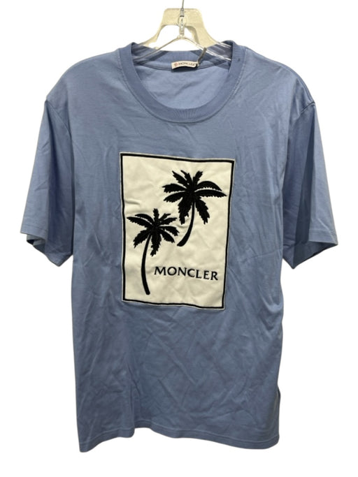 Moncler Size M Blue, White, Black Cotton Palm Trees Men's Short Sleeve Blue, White, Black / M