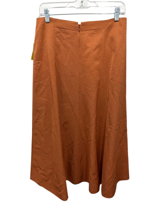 Vince Size 6 Orange Cotton Blend Textured Side Zip Paneled Midi Skirt Orange / 6