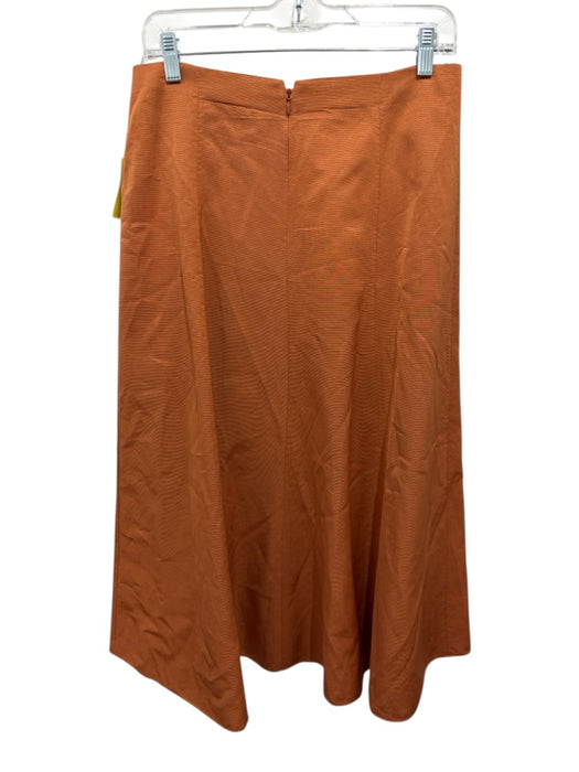 Vince Size 6 Orange Cotton Blend Textured Side Zip Paneled Midi Skirt Orange / 6