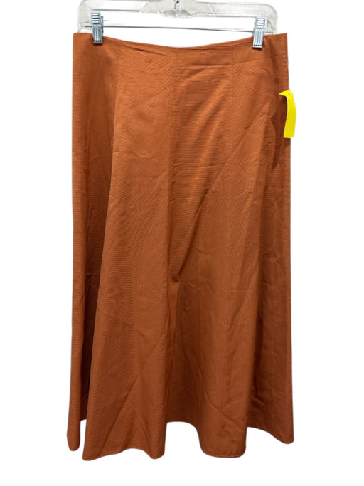 Vince Size 6 Orange Cotton Blend Textured Side Zip Paneled Midi Skirt Orange / 6