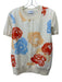 Salvatore Ferragamo Size L Cream & Multi Cotton & Silk Short Sleeve Knit Top Cream & Multi / L
