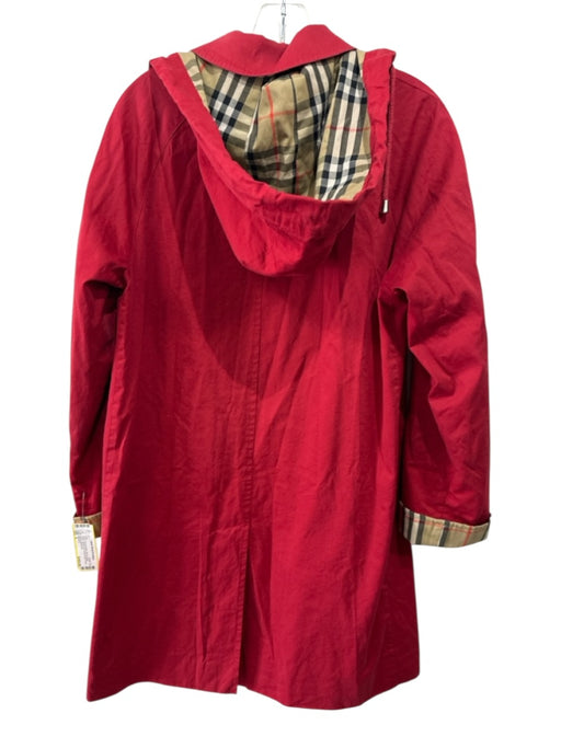 Burberry Size 4 Red & Beige Cotton Novacheck Lining Button Front Collared Coat Red & Beige / 4