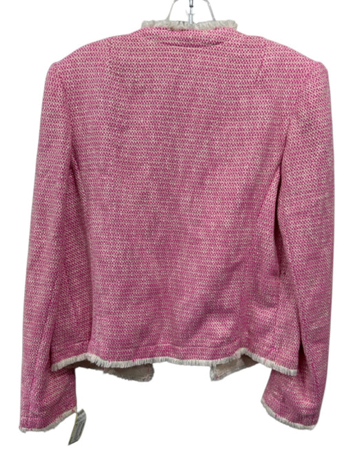 L'agence Size 8 Pink, White & Gold Cotton Blend Metallic Thread Knit Jacket Pink, White & Gold / 8