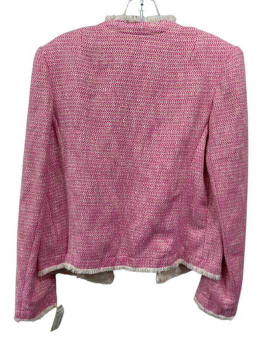 L'agence Size 8 Pink, White & Gold Cotton Blend Metallic Thread Knit Jacket Pink, White & Gold / 8