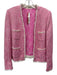 L'agence Size 8 Pink, White & Gold Cotton Blend Metallic Thread Knit Jacket Pink, White & Gold / 8