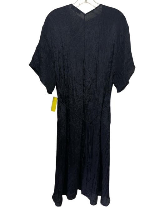 Vince Size M Navy Blue Polyester Blend Scrunched Short Sleeve V Neck Dress Navy Blue / M
