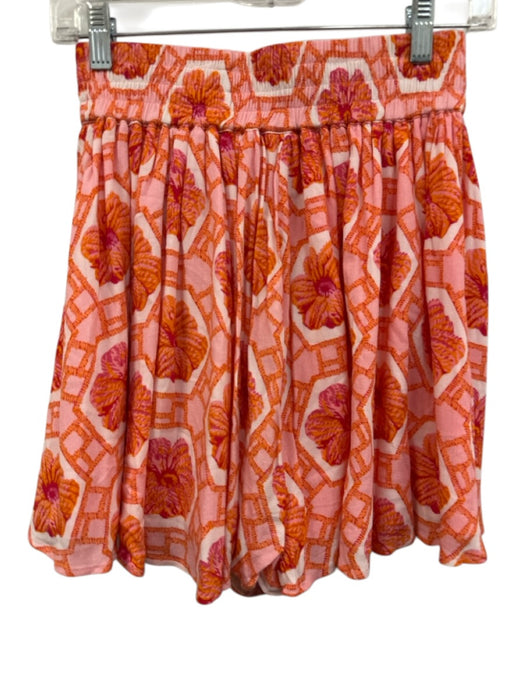 Emily McCarthy Size S Orange, Pink, White Rayon Geometric & Floral Skirt Set Orange, Pink, White / S