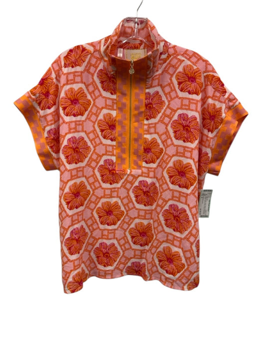 Emily McCarthy Size S Orange, Pink, White Rayon Geometric & Floral Skirt Set Orange, Pink, White / S