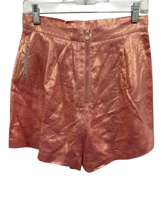 Emily McCarthy Size M Pink & Gold Linen Shimmer Puff Sleeve Elastic Trim Top Pink & Gold / M