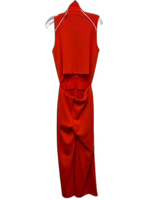 Spanx Size S Orange & White Modal Blend Pique Zip Back Cut Out Wide Leg Jumpsuit Orange & White / S