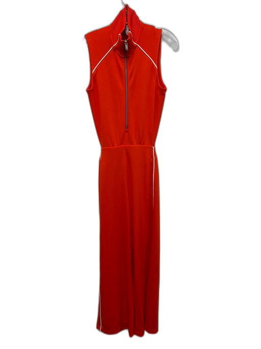 Spanx Size S Orange & White Modal Blend Pique Zip Back Cut Out Wide Leg Jumpsuit Orange & White / S