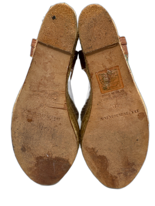 Burberry Shoe Size 40 Tan, Brown, Red Canvas Leather Nova Check Rope Wedges Tan, Brown, Red / 40