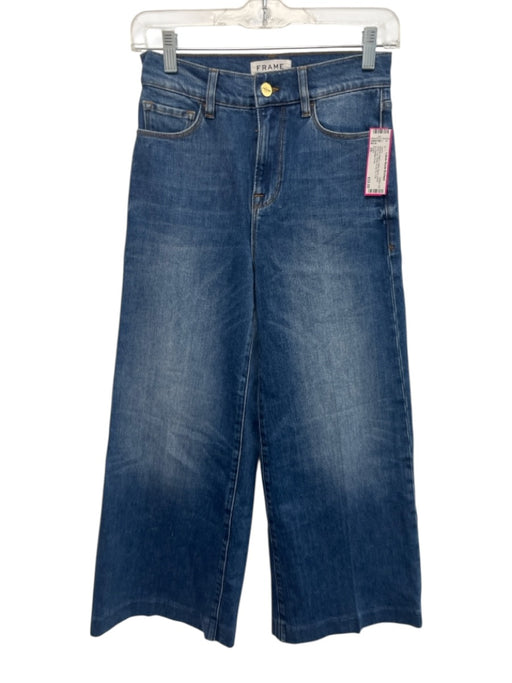 Frame Size 25 Medium Wash Cotton Blend Denim Wide Leg Button & Zip Fly Jeans Medium Wash / 25