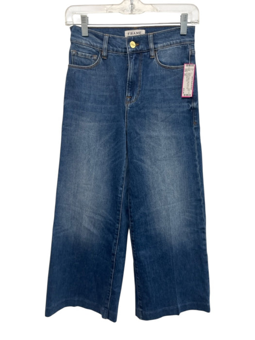 Frame Size 25 Medium Wash Cotton Blend Denim Wide Leg Button & Zip Fly Jeans Medium Wash / 25