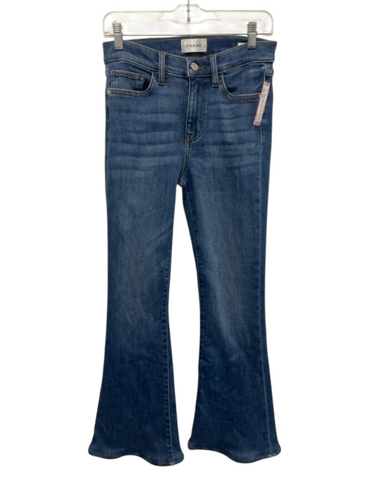 Frame Size 26 Medium Wash Cotton Blend Denim High Waist Button & Zip Fly Jeans Medium Wash / 26