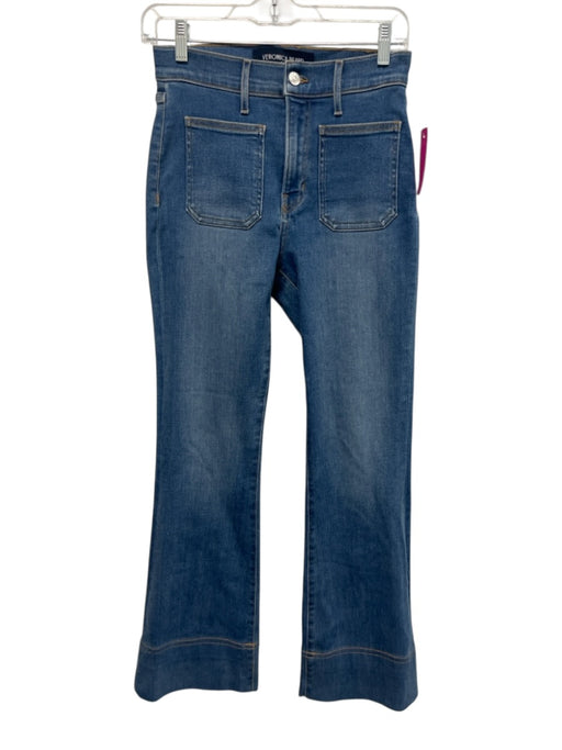 Veronica Beard Size 26 Medium Wash Cotton Blend Denim Patch Pocket Flare Jeans Medium Wash / 26