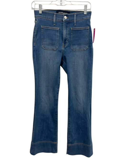 Veronica Beard Size 26 Medium Wash Cotton Blend Denim Patch Pocket Flare Jeans Medium Wash / 26