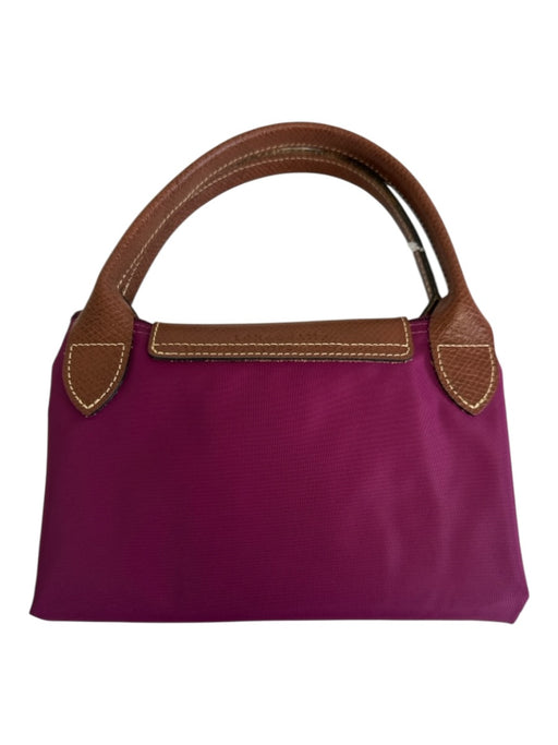 Longchamp Berry Purple Polyamide Blend Leather Detail Zip Top Collapsible Bag Berry Purple / M