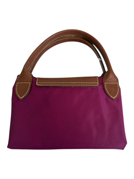 Longchamp Berry Purple Polyamide Blend Leather Detail Zip Top Collapsible Bag Berry Purple / M